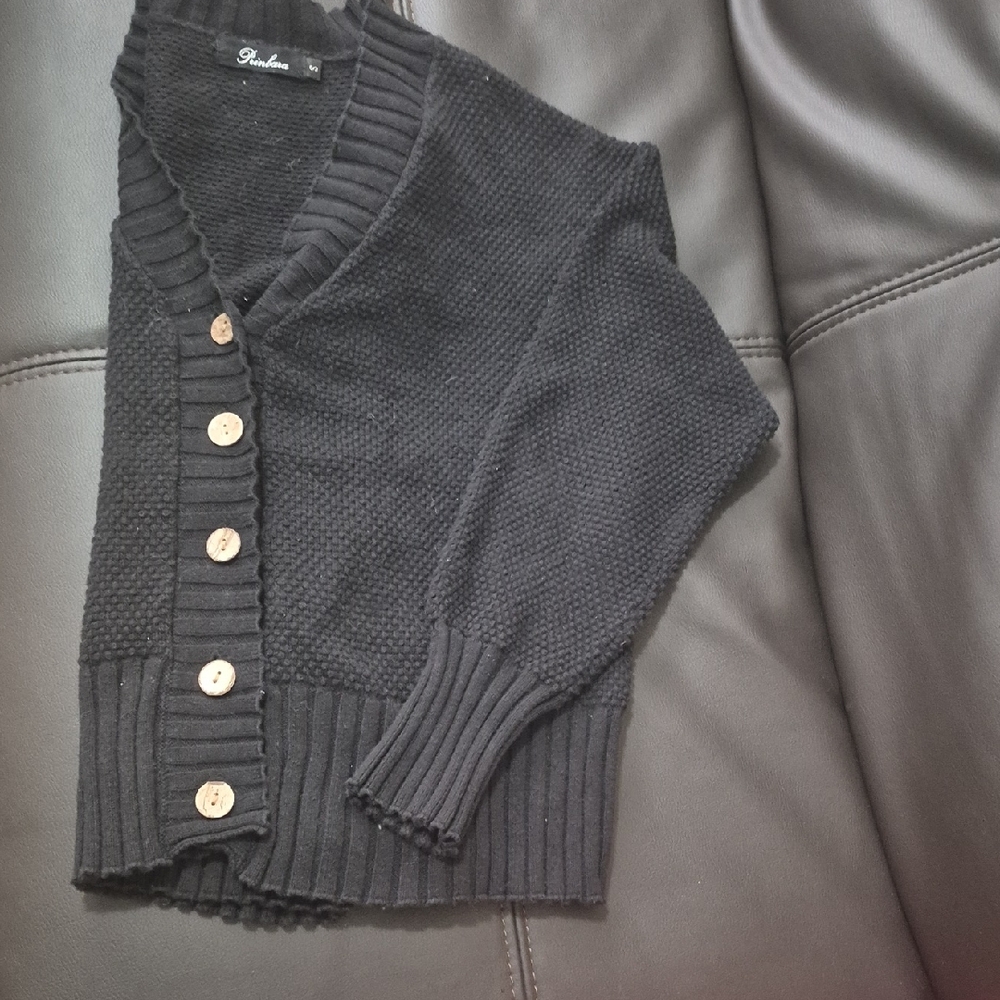 Black Button-Up Sweater Oversized